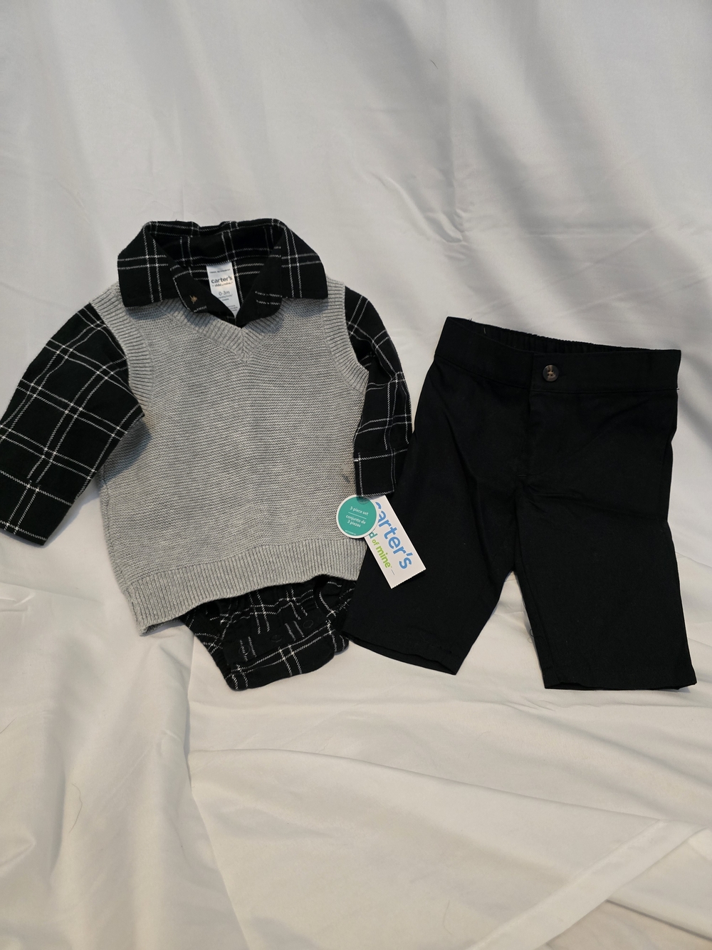 Carter's Baby Boy Sweater Vest Set - Gray & Black
